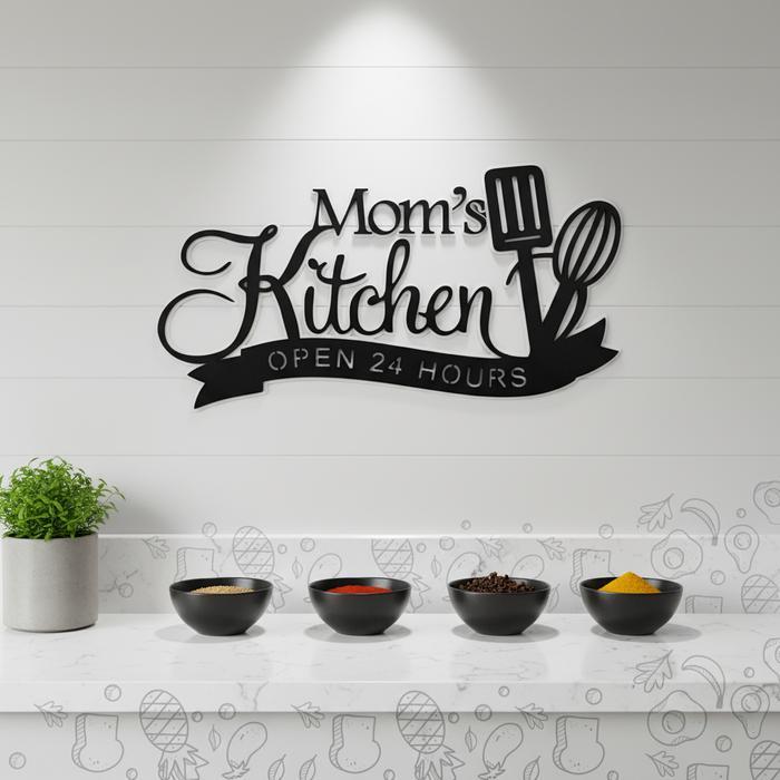 Hiasan Dinding Dapur Skandinavian Kitchen Mom Laser Cutting Ukuran 50cm - hitam putih