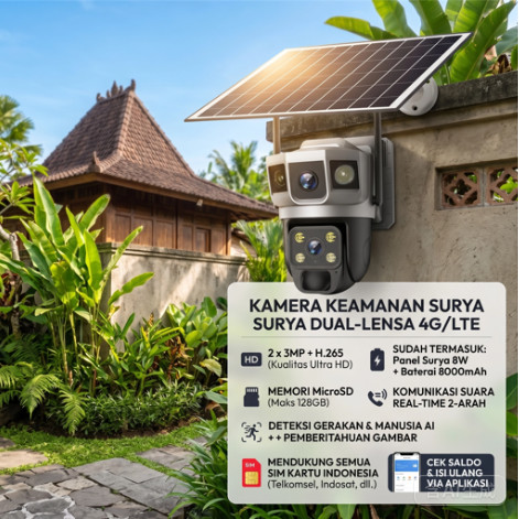 V380 Pro Kamera CCTV Solar 4G, Support Kartu Data, Pemasangan Mudah, Tahan Lama Baterai 14 Hari Anti