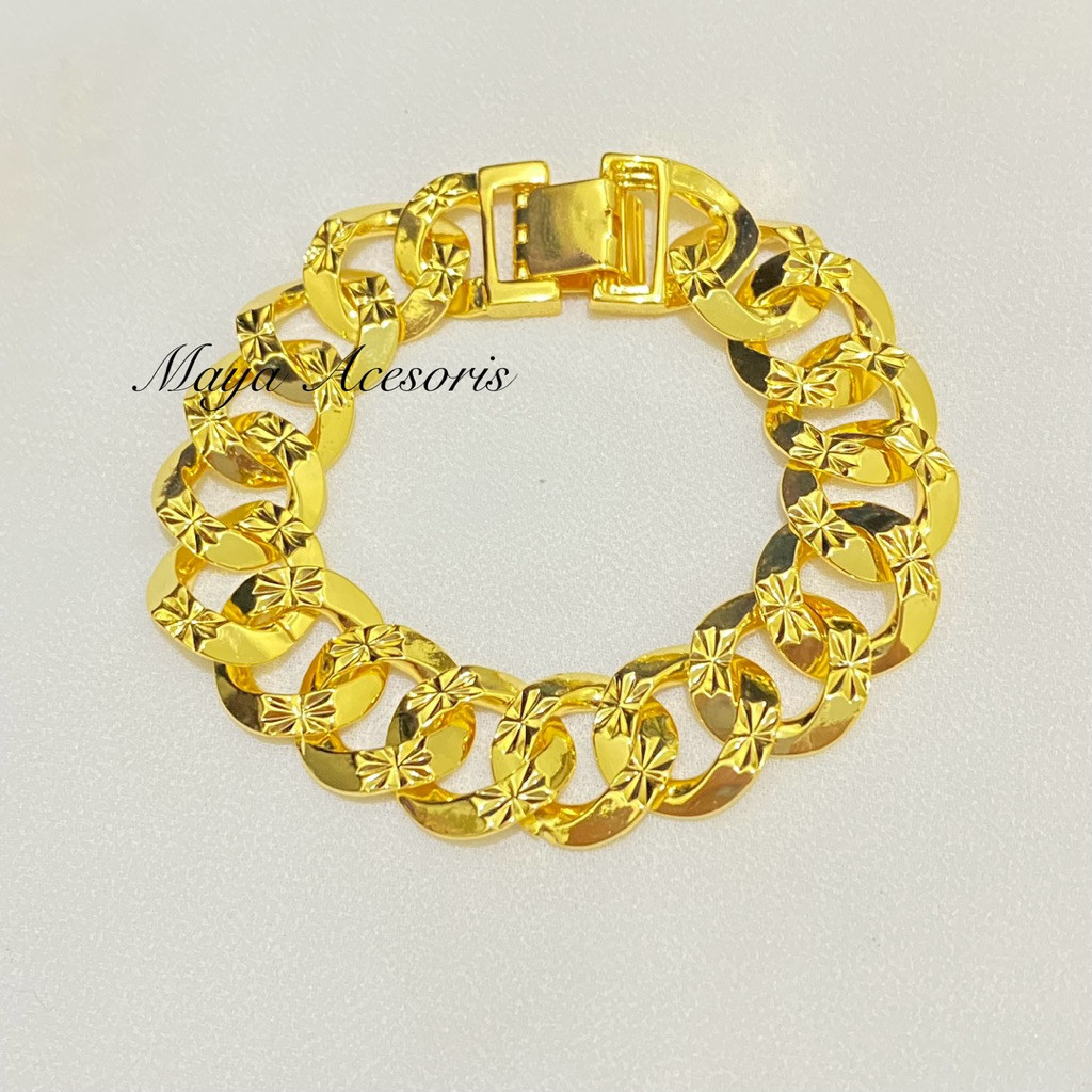 Gelang Plat Ukir Titanium Sisik Naga Awet Sampai 1 Tahun