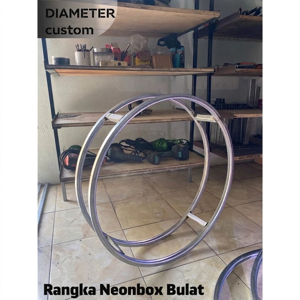 Rangka Neon Box Bulat Diameter 40 cm - 60 cm