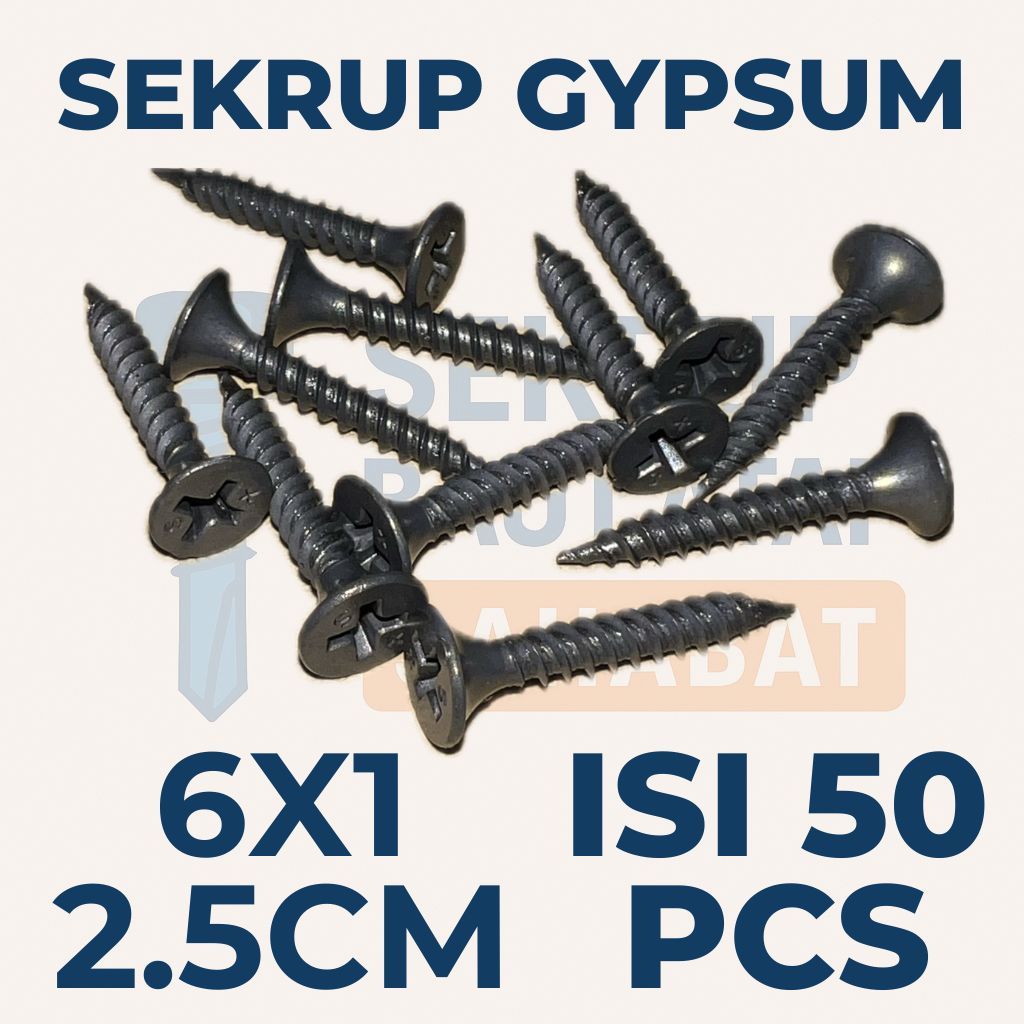 SEKRUP GYPSUM 2.5CM 6X1 (ISI 50 PCS) - Sekrup Plafon / Sekrup Holo / Sekrup Hollow / Sekrup Rangka /