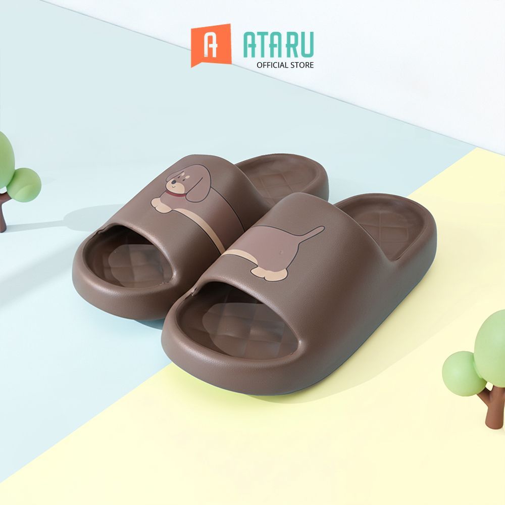 Ataru Sandal Wanita Slides Long Dog Ukuran 38/39 - Cokelat Tua Sandal Wanita Selop Wanita Sandal Rum