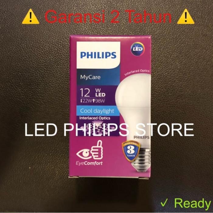 Lampu Bohlam LED Philips 12 Watt Putih/Cool Day Light 12W 12Watt 12 W