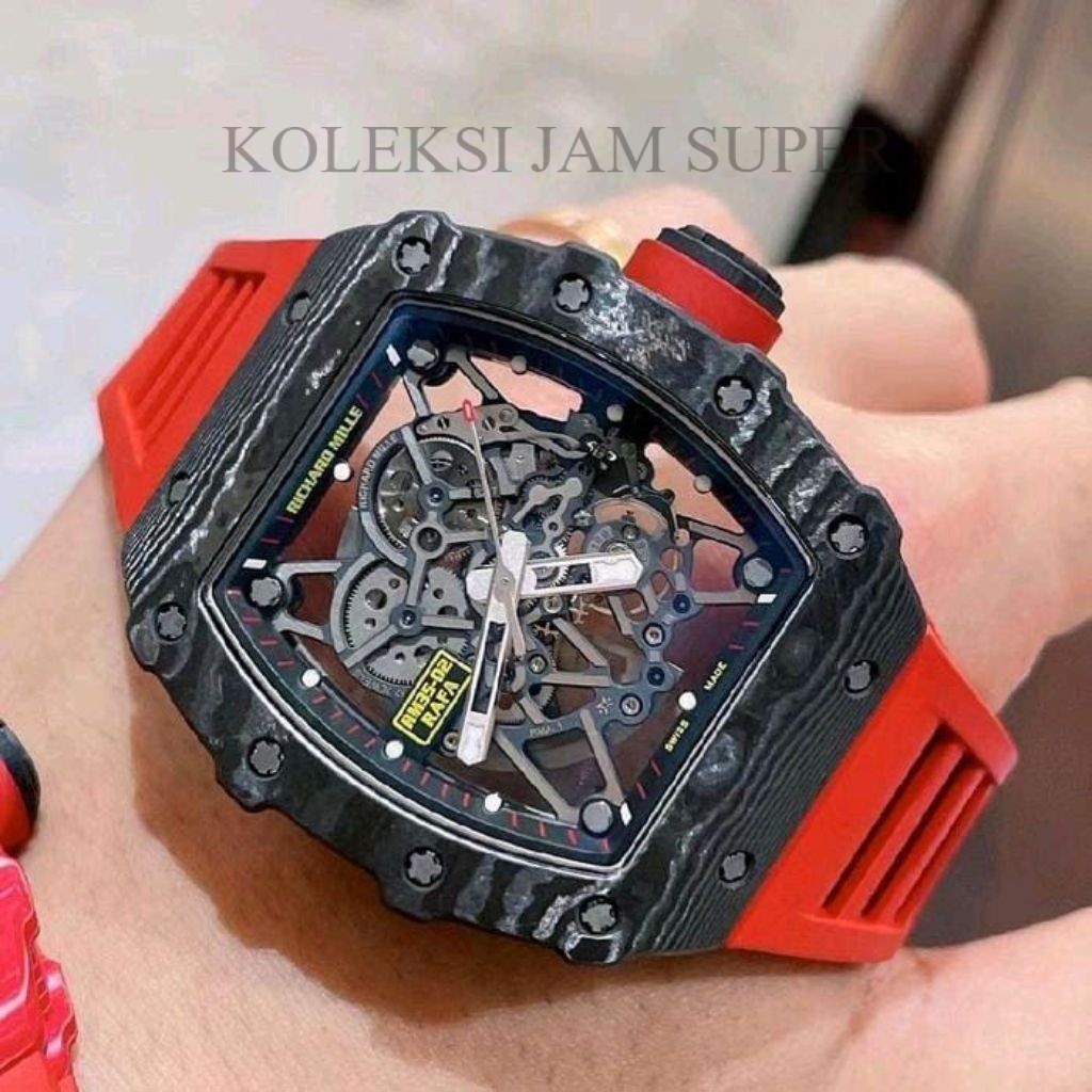 JAM TANGAN MEWAH LUXURI RM 35-02 RAFA AUTOMATIC TOURBILON SWISS CARBON CASE ZF FACTORY 44MM