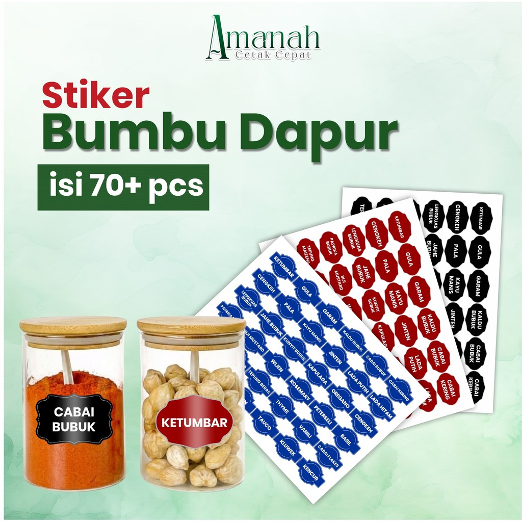 Sticker Bumbu Dapur Terlengkap | Waterproof | Kitchen Set Label | Label Nama Toples Wadah Makanan