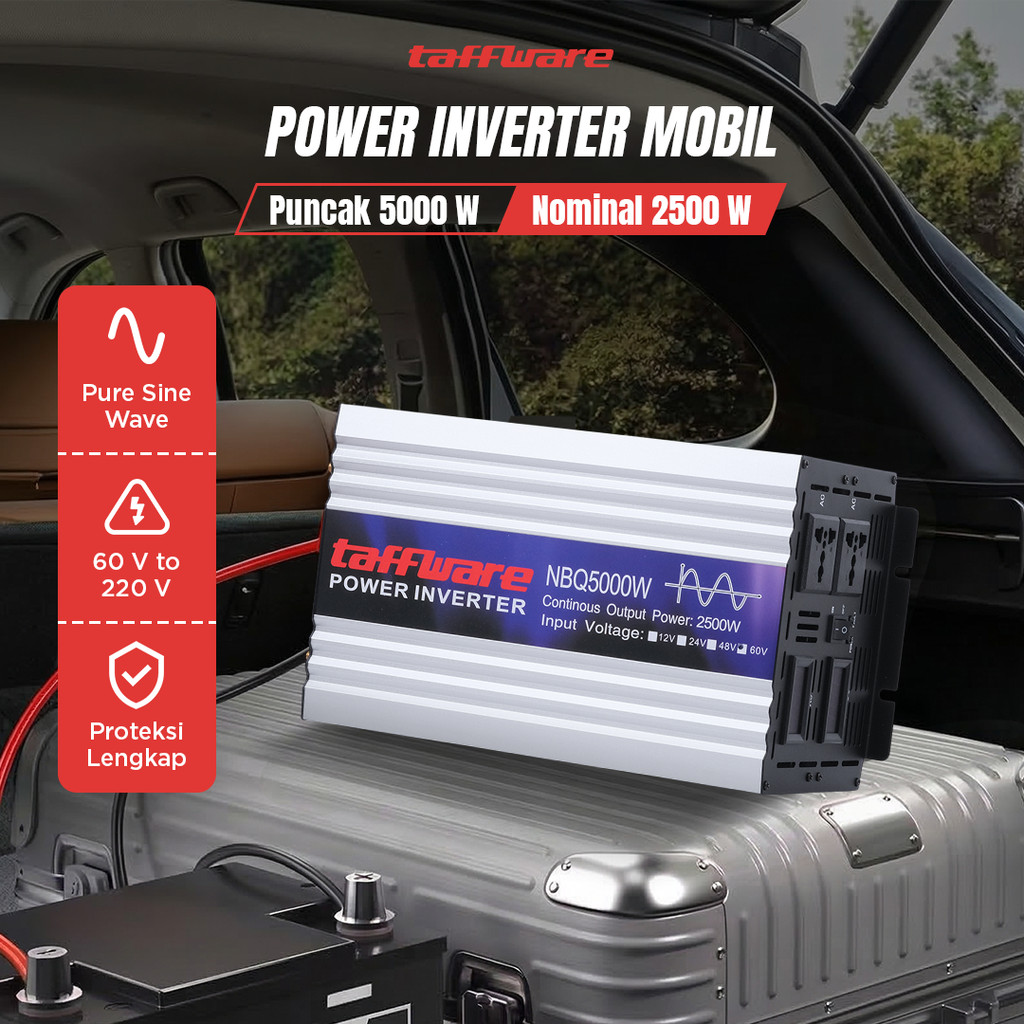 Inverter Taffware Power Inverter Mobil Pure Sine Wave DC 60V to AC 220V 5000W - NBQ5000W