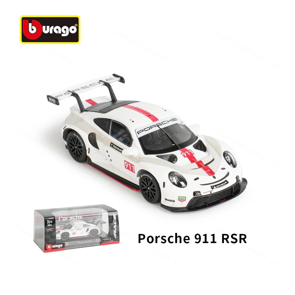 Bburago 1:43 Porsche 911 RSR Static Die Cast Vehicles Collectible Model Racing Car Toys