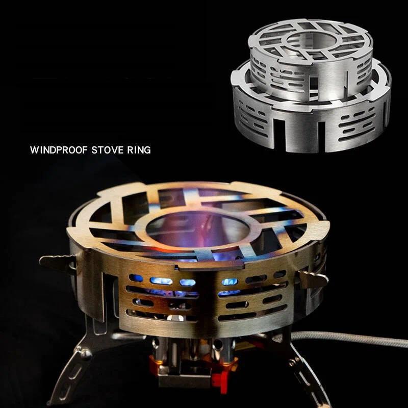 Camping Gas Cassette Stove Wind Ring Stove Rack Windproof Heat Gathering Windshield