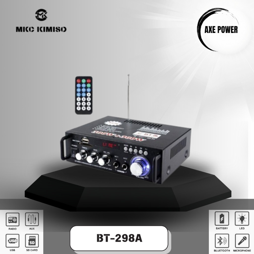 Amplifier Home Teater Audio 300+300W Live Sound System Karaoke -BT 298A