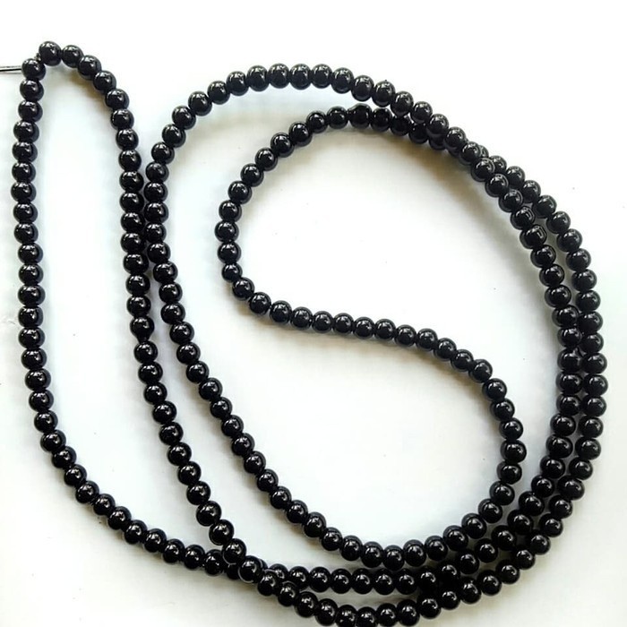 (4 mm) Manik-Manik Mutiara Plastik Warna Hitam (1 Renteng)