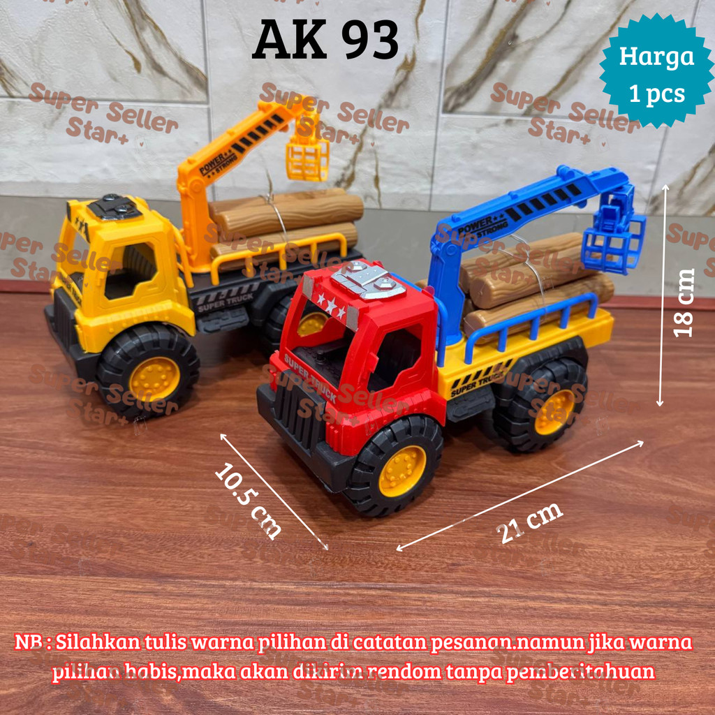 Mainan Truck Derek Muatan Kayu - Mainan Anak Truck Derek Kayu / Mainan Truk Anak