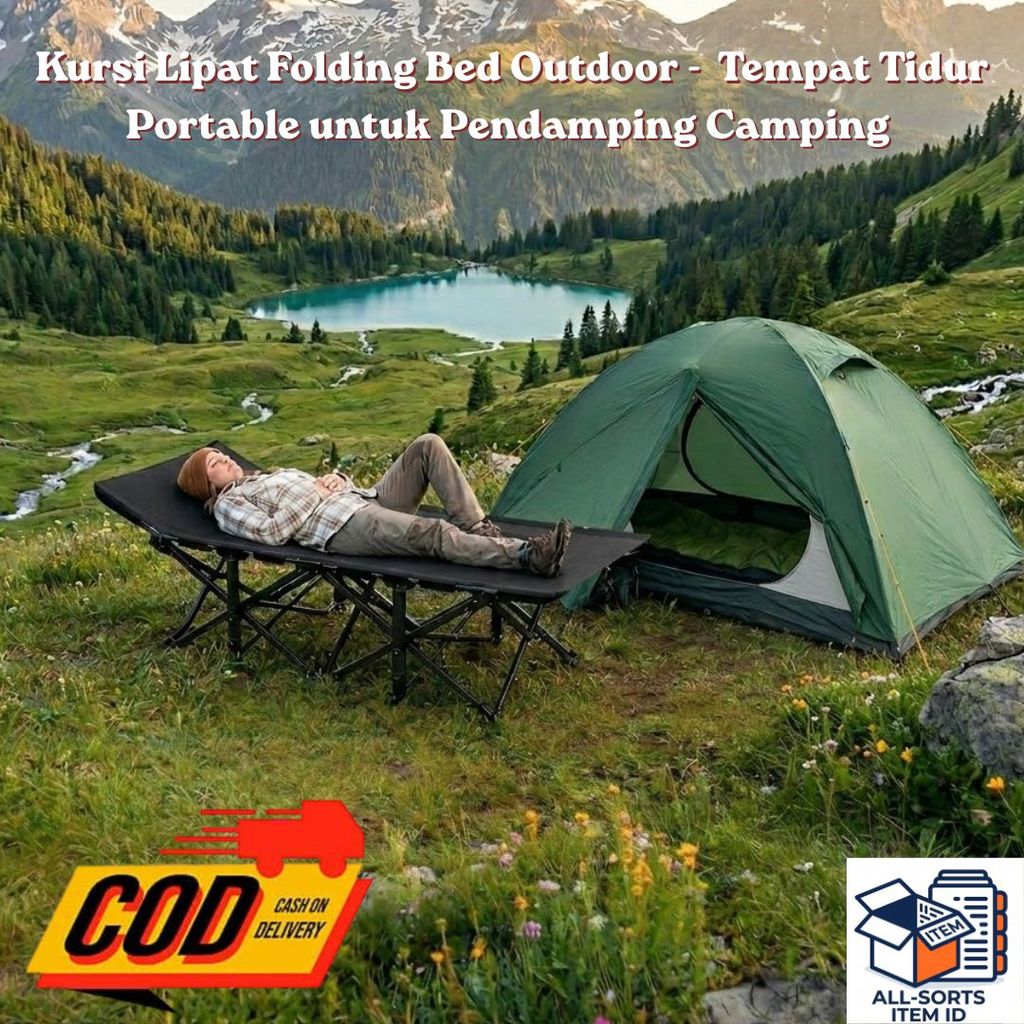 Folding Bed Outdoor Portable Camping Kursi Lipat