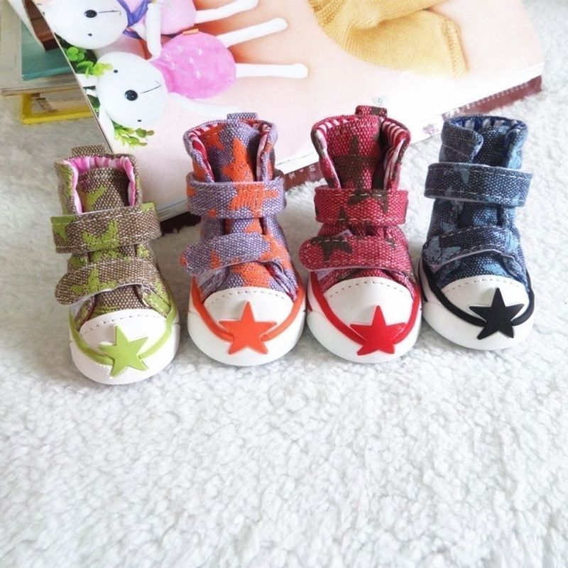 [Pet Wardrobe] Sepatu: Sepatu Denim Anjing Kecil Teddy Bichon Frise Penutup Kaki Tahan Air dan