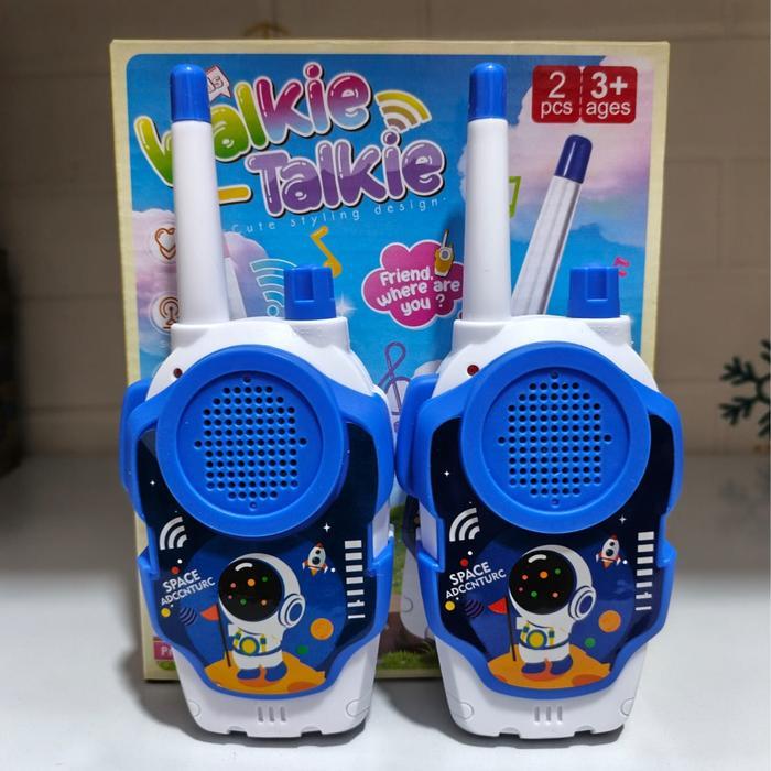 Mainan Anak Walkie Talkie Nirkabel Jarak Jauh Edukasi Mainan Telepon Handy Talky - Biru Astronout