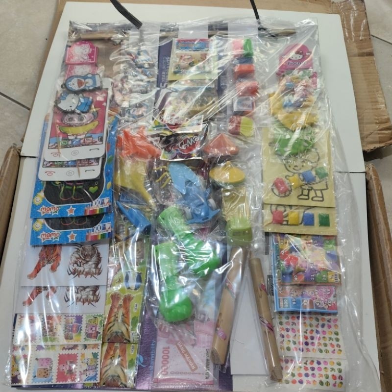 New Mainan siap jual isi 50 pcs eceran 1000 mainan anak warung anak variasi  || titip di warung gros