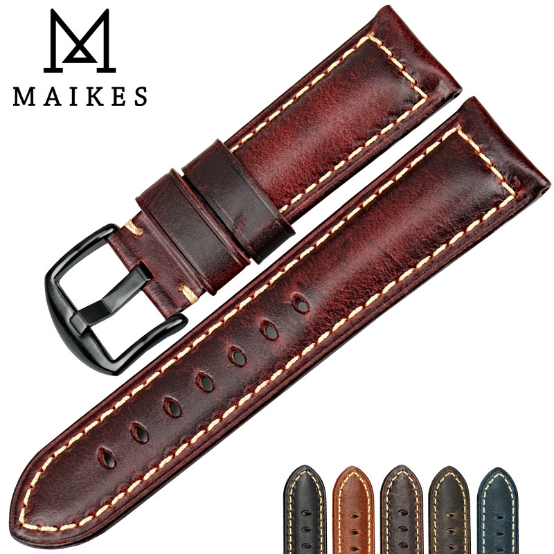 Watchband Watch Accessories Fashion Red Leather Watch Strap For Panerai SEIKO TISSOT Smartwatch Brac