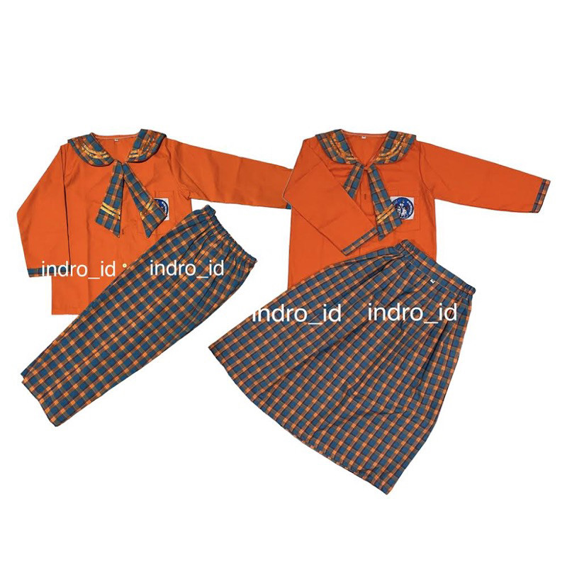 SERAGAM TK PAUD KOTAK KOTAK BIRU ORANGE