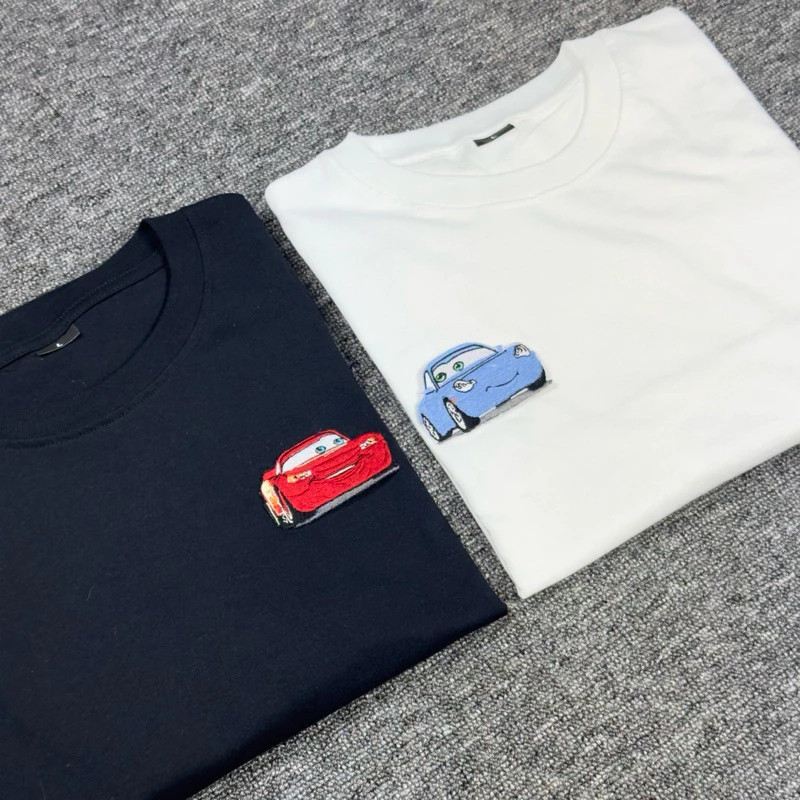 HARGA PROMO Kaos Couple Cars Lighting Mcqueen & Sally Embroidery V1 - Kaos Couple Pasangan Pria & Wa