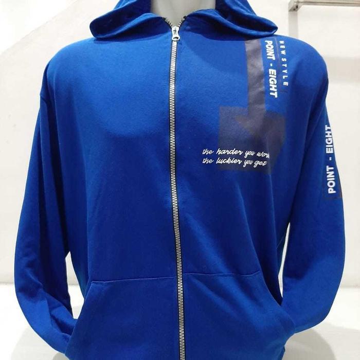 Mall Terlaris- Jaket Zipper Pria Wanita Dewasa Distro Point 8 Casual Branded Hitam Keren - 603 - Ben