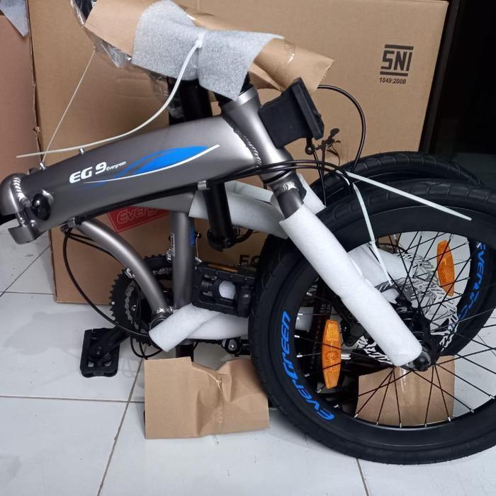 Sepeda Lipat Folding Bike 20 Evergreen EG 9 Alloy - Biru Hijau
