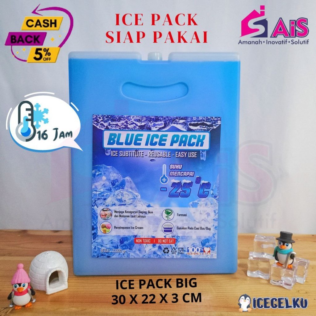 ICEGELKU ICE PACK BIG 30x22cm ICE PACK SIAP PAKAI ICE GEL PACK KOTAK BLUE PACK ICEPACK COOLER BOX IC