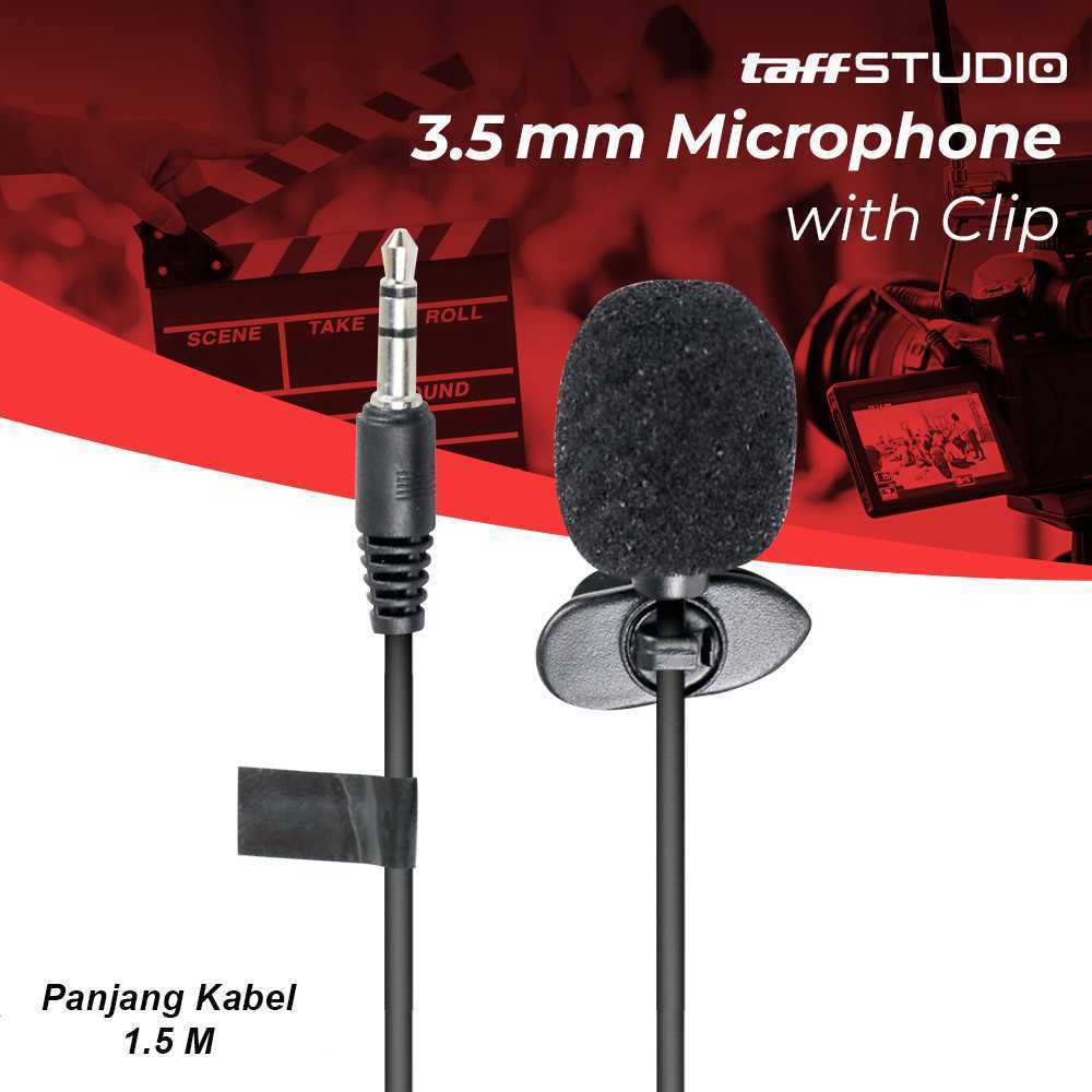 TaffSTUDIO Mic Clip On Jack 3.5mm 1.5M Mic HP Laptop Kabel Panjang Kuat