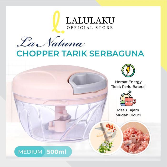 Terbaru LALULAKU Blender Tangan Tarik MANUAL CHOPPER Alat Pencacah Bumbu Dapur - Kecil 500ml
