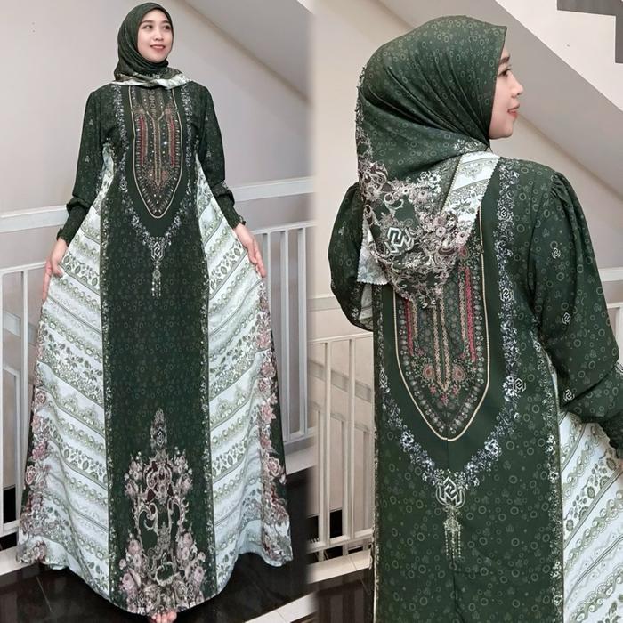 READY STOK GAMIS MUFIDAH SERIES SET HIJAB - Army