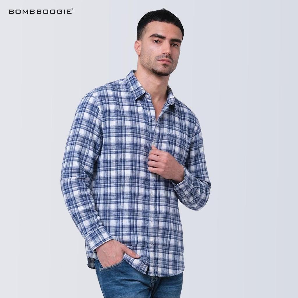 Bomboogie Kemeja Regular Pria Musky 24984B5WL Lengan Panjang