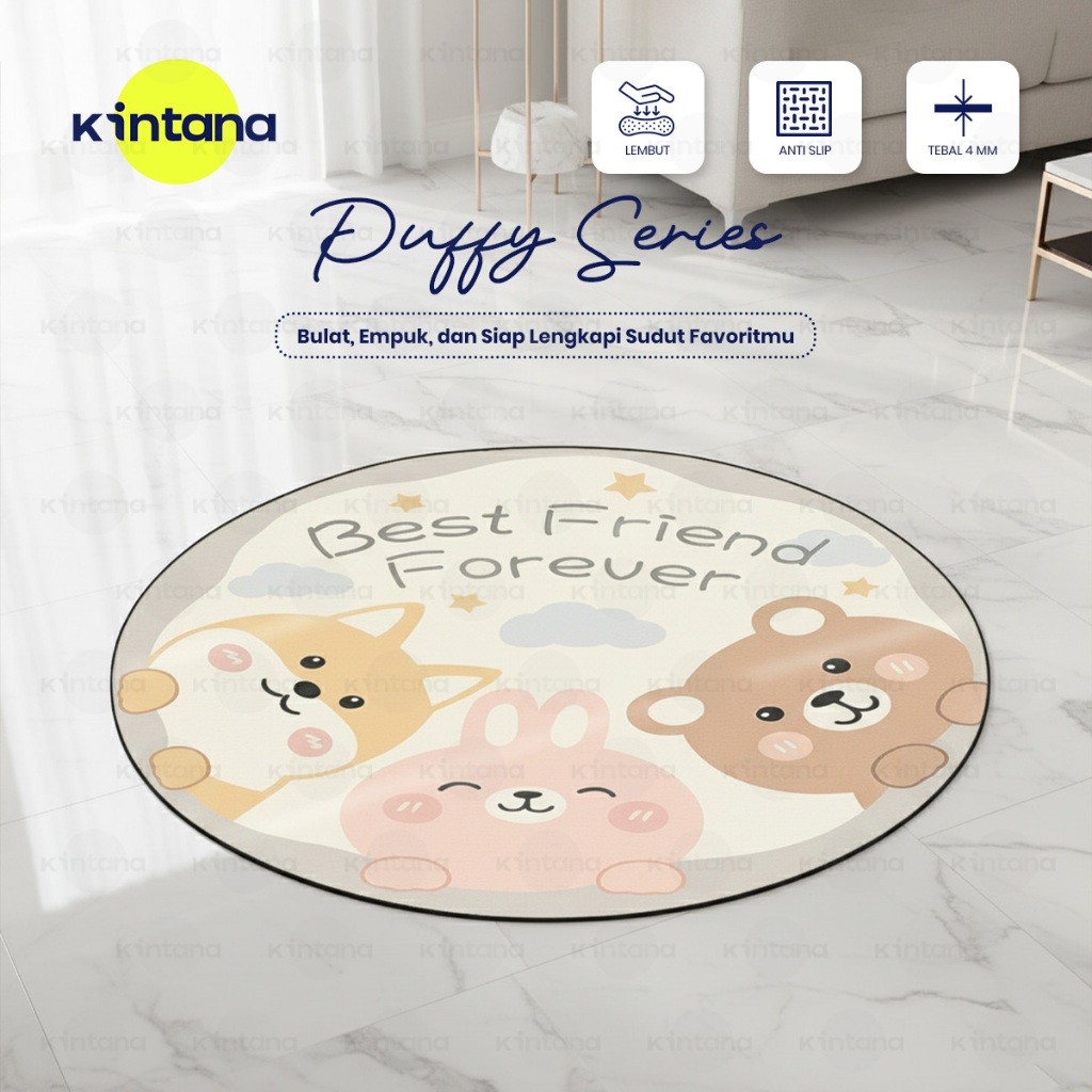 (Xena xen) KINTANA Karpet Lantai Karpet Meja Anti Selip Karpet Kecil Karpet Ruang Tamu 100x100CM & 1