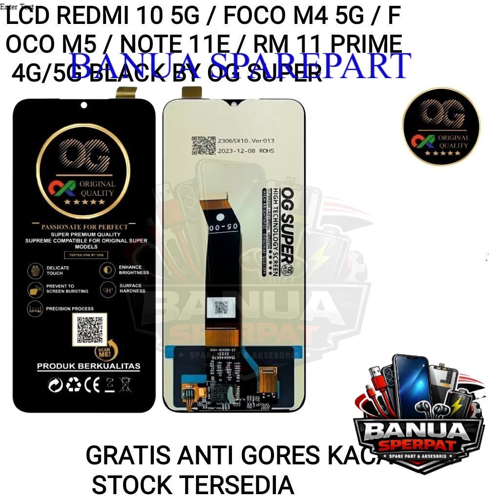 LCD REDMI 10 5G/FOCO M4 5G/FOCO M5/REDMI NOTE 11E 4G/5G/REDMI 11 PRIME ORIGINAL BLACK BY OG SUPER