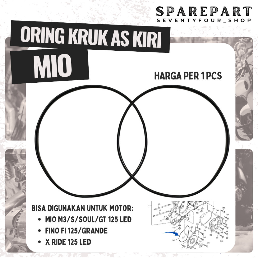 ORING  KRUK AS MIO J M3 GT S FINO FI X RIDE 125 KARET CVT KIRI ORIGINAL SRM