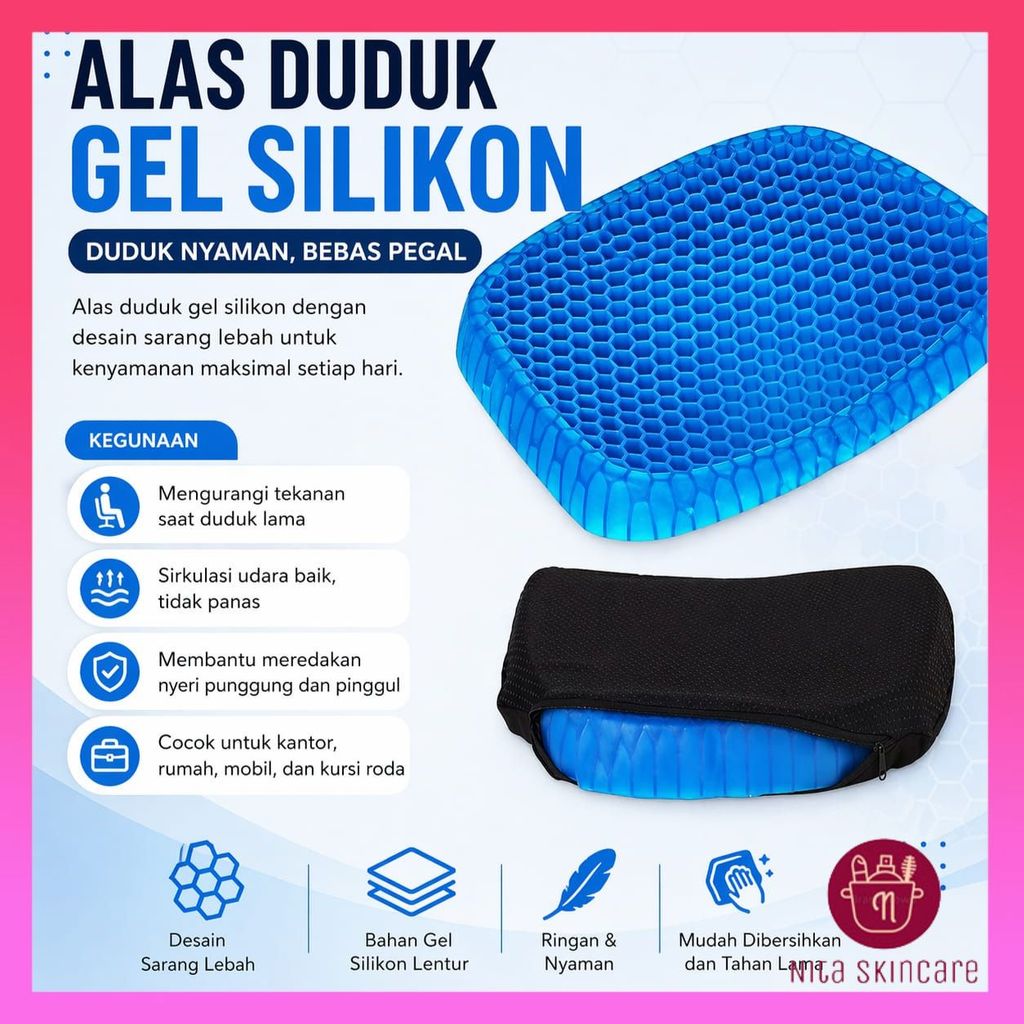 Bantal Alas Duduk Silikon Gel Nyaman Bantal Alas Duduk Kursi Mobil Lantai