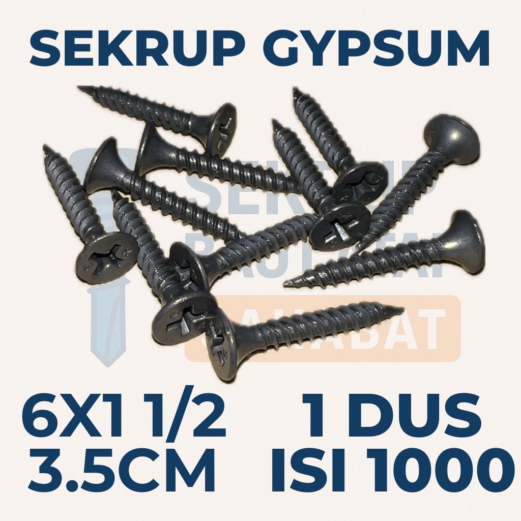 SEKRUP GYPSUM 3.5CM 6X1 1/2 (ISI 1000 PCS) - Sekrup Plafon / Sekrup Holo / Sekrup Hollow / Sekrup Ra