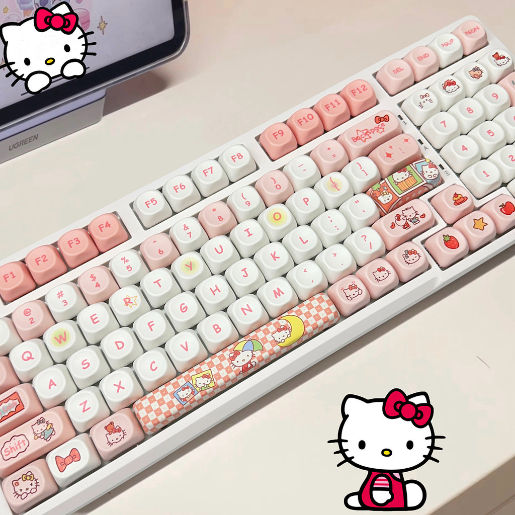 Keycahps Keyboard Nirkabel Hellokitty Keyboard Komputer Lucu Gaming Dengan Lampu