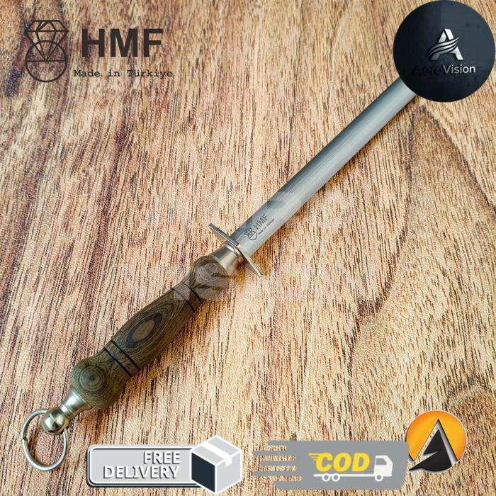 sharpening steel pengasah pisau hmf 25 cm oval biru made in turki original - Kayu