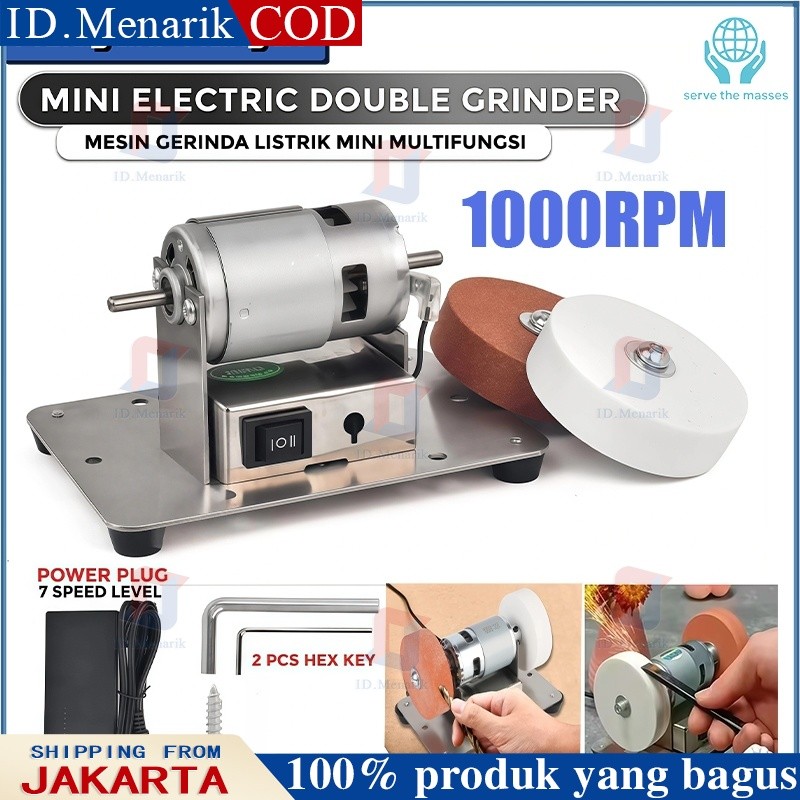 1000RPM Mini Mesin Gerinda Duduk Stand Holder Penggerindaan Kasar dan Halus dengan Mata Gurinda Pole