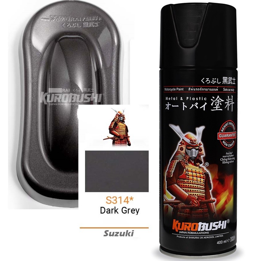 Samurai Paint Kurobushi Cat Semprot Pilox Pilok S314* Dark Grey / Abu-Abu Metalik / Abu2 Monyet (400