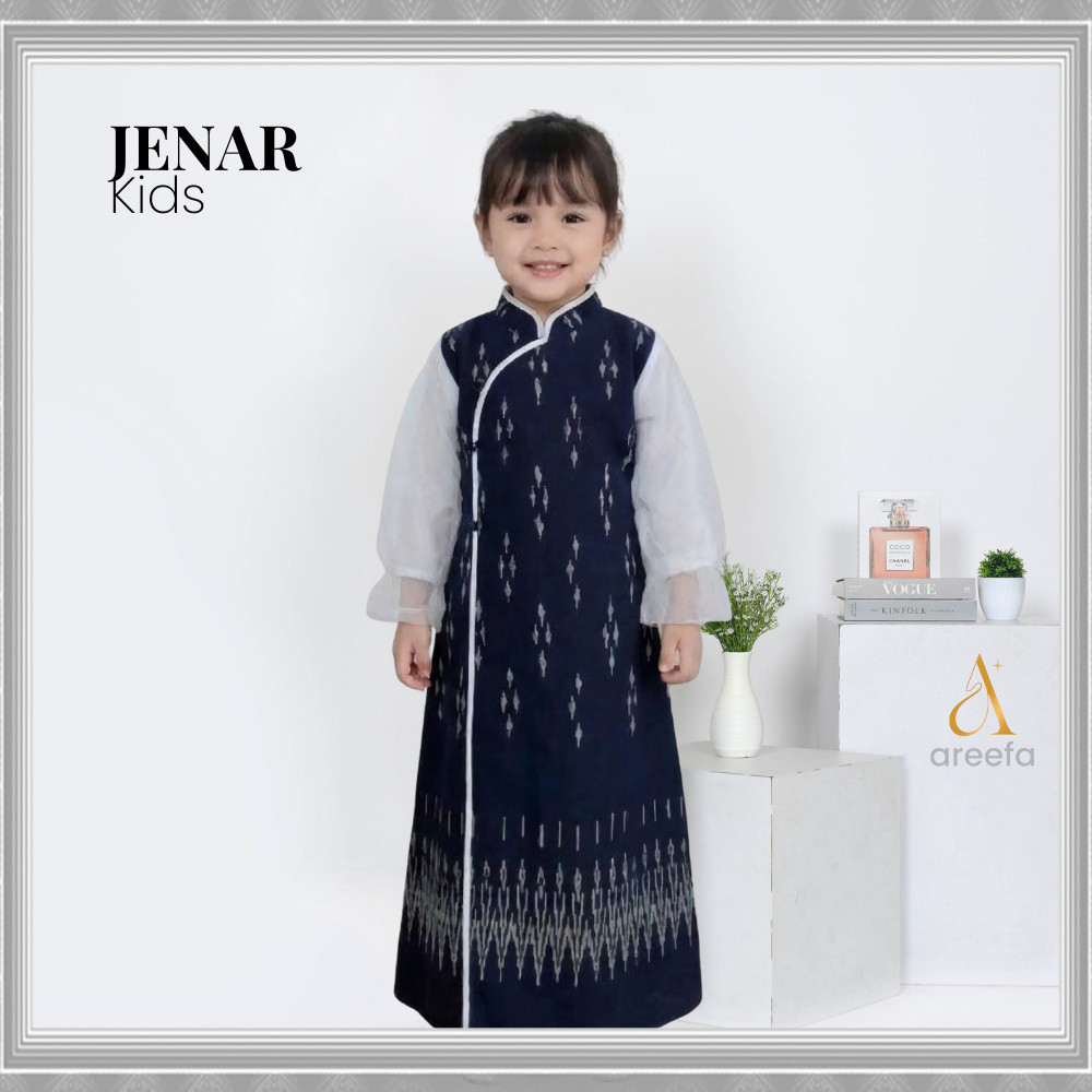 Original Areefa - JENAR Dress Gamis Kids Anak Perempuan Tenun Etnik Kombinasi Silk Premium Bayi Bali