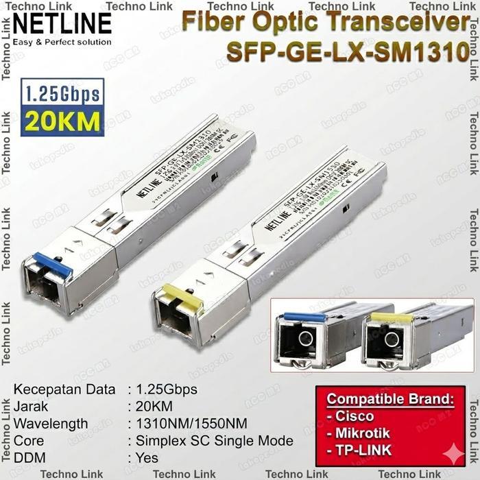 NETLINE SFP SC Transceiver Fiber Optic SC Single Mode SFP-GE-LX-SM1310 1.25G 3KM 10KM 20KM 40KM