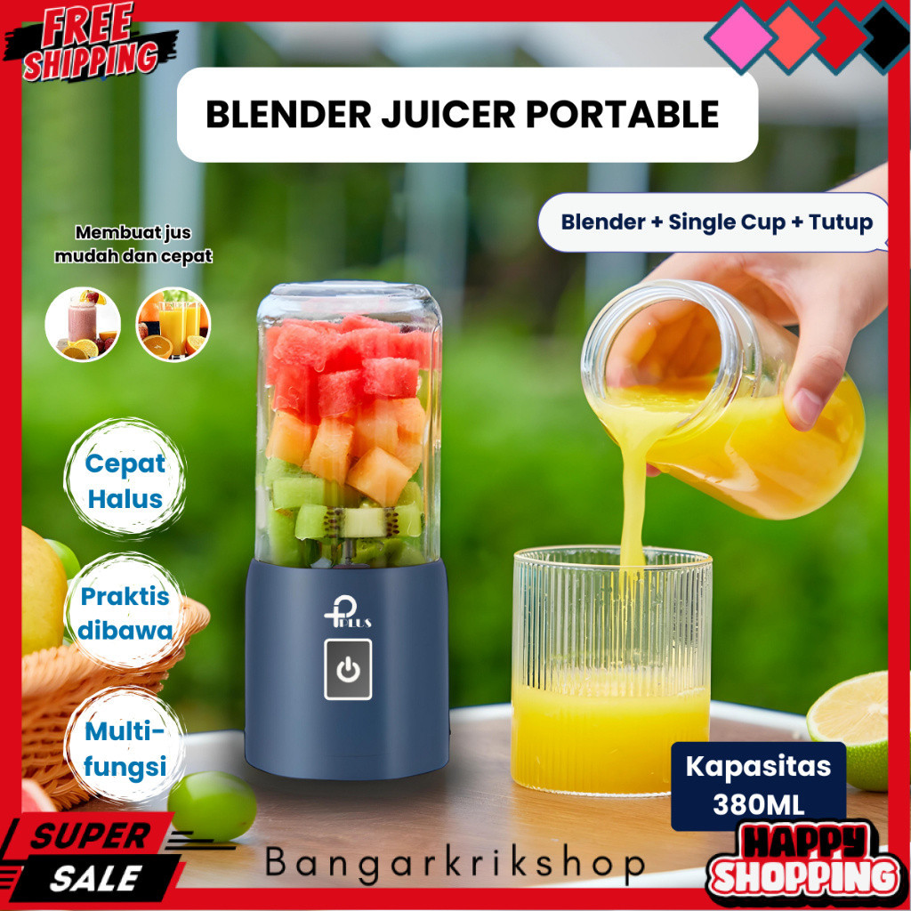 Blender Mini Blender Portable USB listrik Juicer Buah 8 Mata Pisau hijau 380ML PP