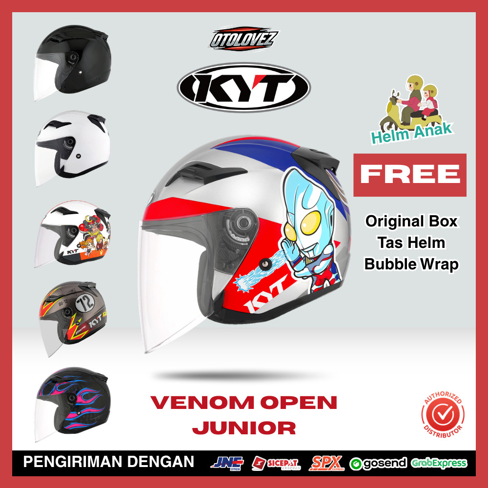 Helm Anak KYT Venom Open Junior Ringan SNI Cowo Cewe Laki Perempuan 9 10 11 12 13 14 tahun Ultraman 