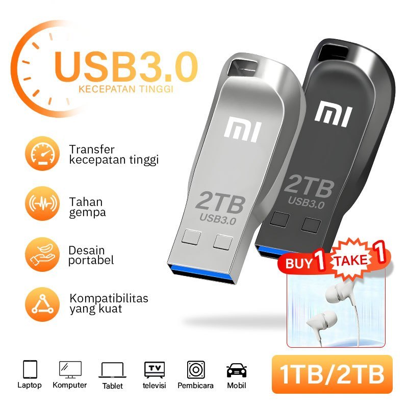 Xiaomi Metal U Disk 2TB 1TB Portable Pen Drive High Speed USB 3.0 Interface Waterproof Memoria Usb F