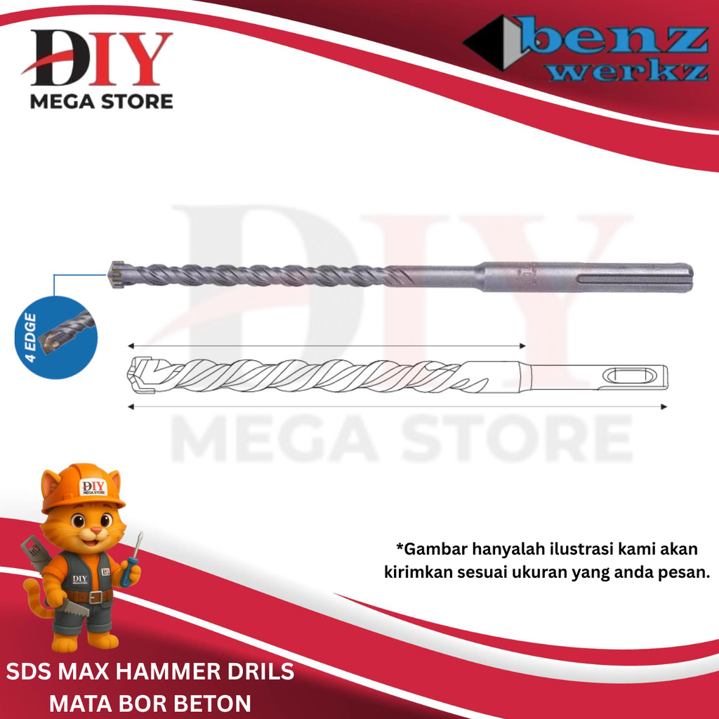 Benz Werkz SDS MAX 4-edge 30mm x 570mm - Mata bor beton SDS Max