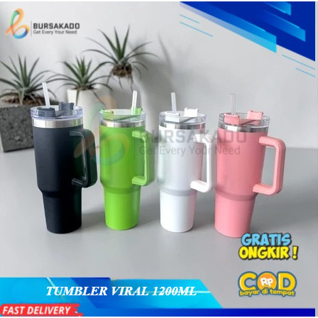 TERMOS TUMBLER GAGANG JUMBO 1200ML/ TERMOS KOPI STAINLESS TAHAN PANAS DAN DINGIN