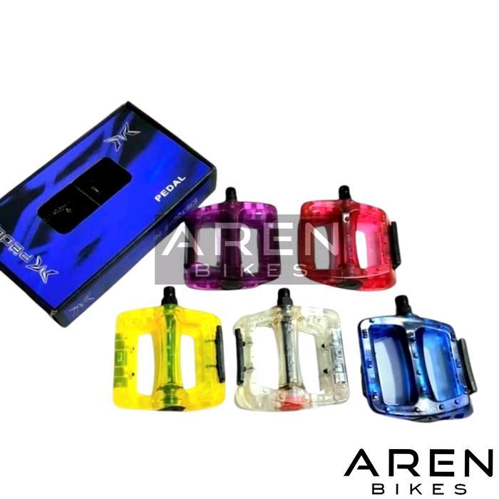 Ready PEDAL SEPEDA PEDO MERAH HIJAU UNGU HITAM PUTIH TRANSPARAN BENING AS BESAR FIXIE MTB SELI LIPAT