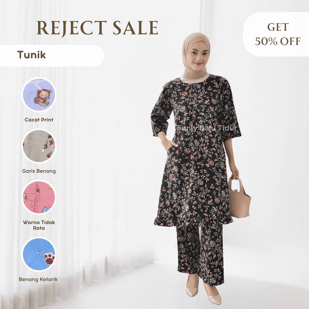 REJECT SALE | Tunik Lengan 3/4 | Sunly Motif Terbaru | LD 102 - 130 cm