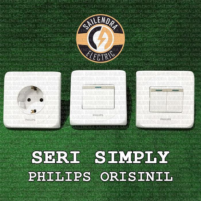 Saklar PHILIPS Simply 1 Gang 1 Tombol / Stop Kontak Soket Schuko / 2 Gang 2 Tombol