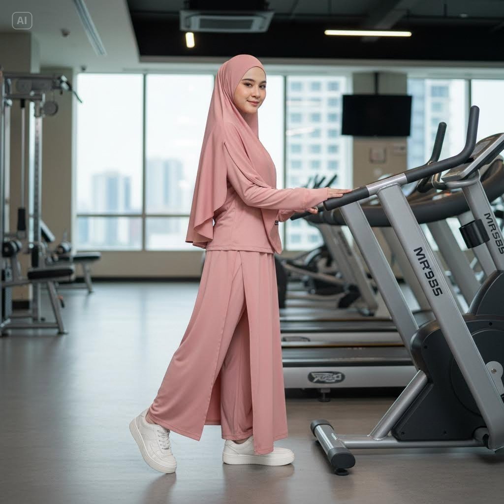 Baju Olahraga Wanita Muslimah Syari Setelan Celana Rok Hijab Jersey Zoya Premium