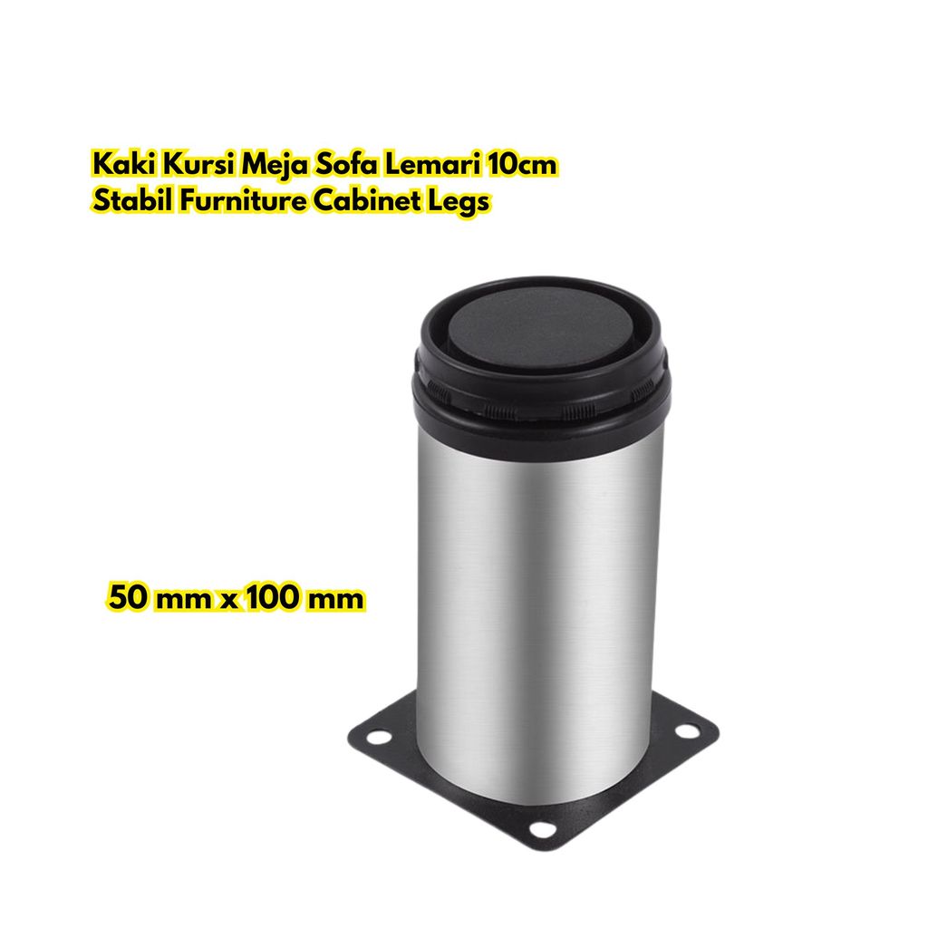 Kaki Kursi Meja Sofa Lemari 10cm Stabil Furniture Cabinet Legs Adjustable Stainless Steel Feet BR376